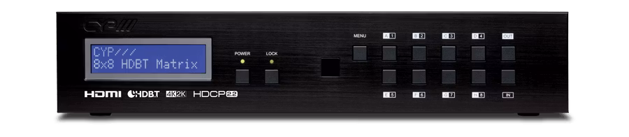 CYP/// 8x8 HDMI Matrix med 4K, LAN, RS232, 100m, HDCP 2.2