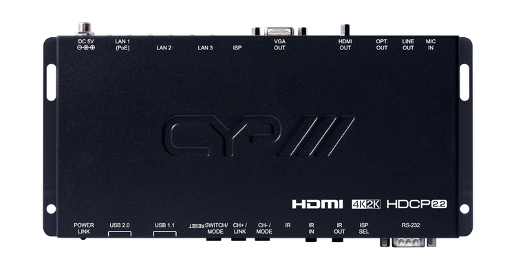 CYP/// HDMI eller VGA över IP mottagare med USB, 4K, HDCP2.2, PoE, CEC