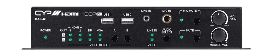 CYP/// 4x2 HDMI matris med förstärkare och USB Hub