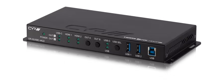 CYP/// 3x2 USB-C och HDMI matris med USB Ethernet hub