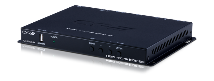 CYP/// Full HDBaseT mottagare, Slimline, 4K, HDCP2.2, PoH, IR, LAN, OAR, Audio De-Embedding