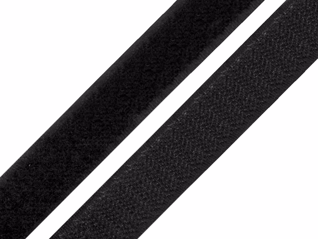 Självhäftande kardborreband, svart, 20 mm, 1 meter