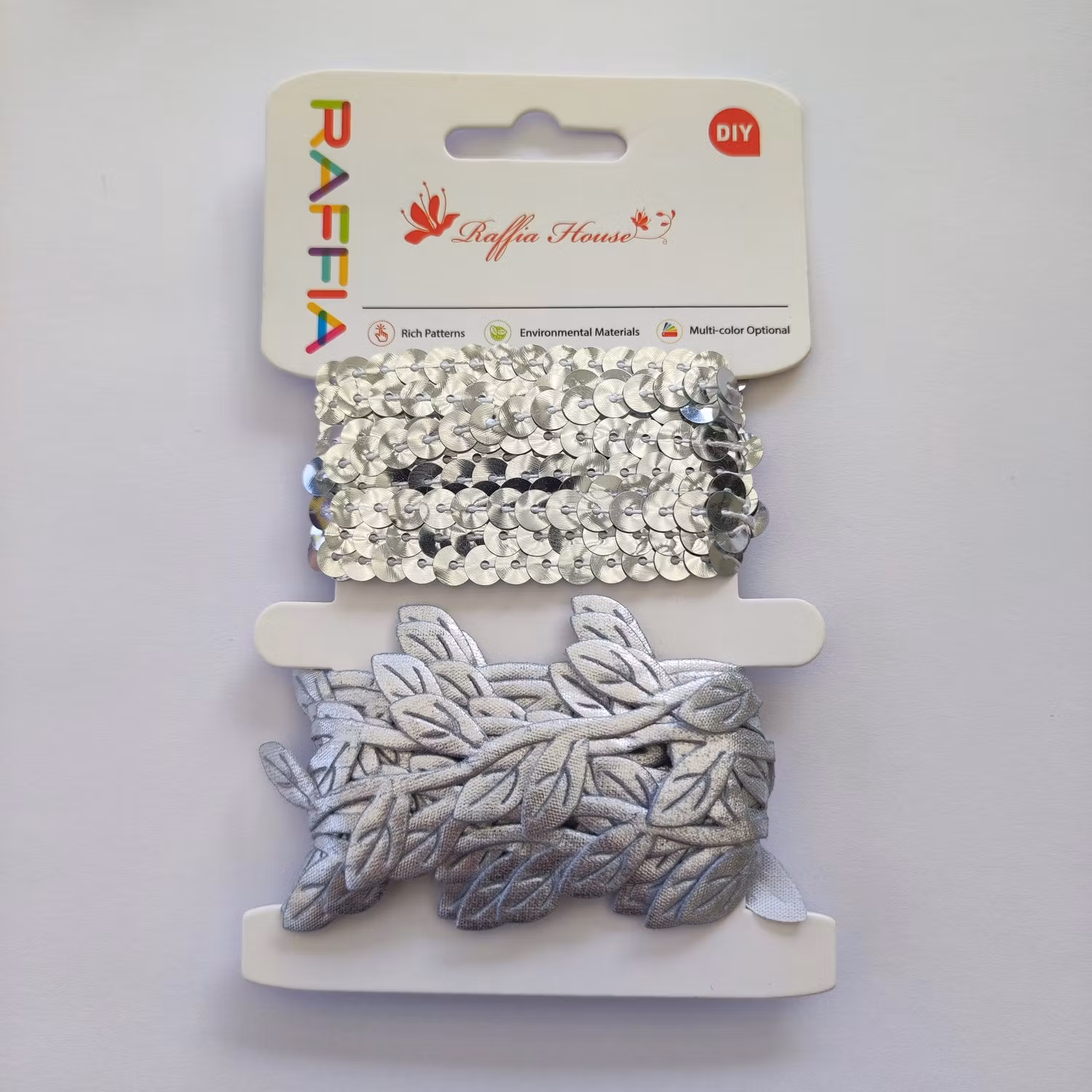 Band, dekorband, "Silver", 2 x 2 meter