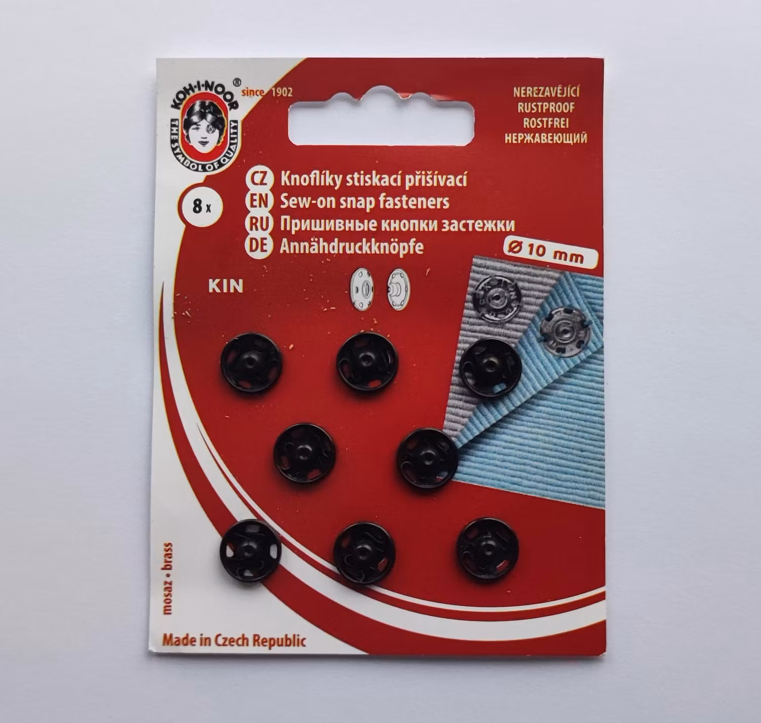 Tryckknappar,svart, 10 mm, 8 st.