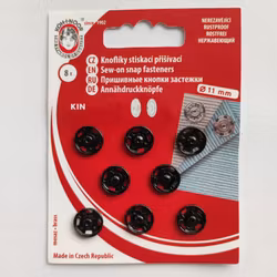 Tryckknappar, svart, 11 mm, 8 st.