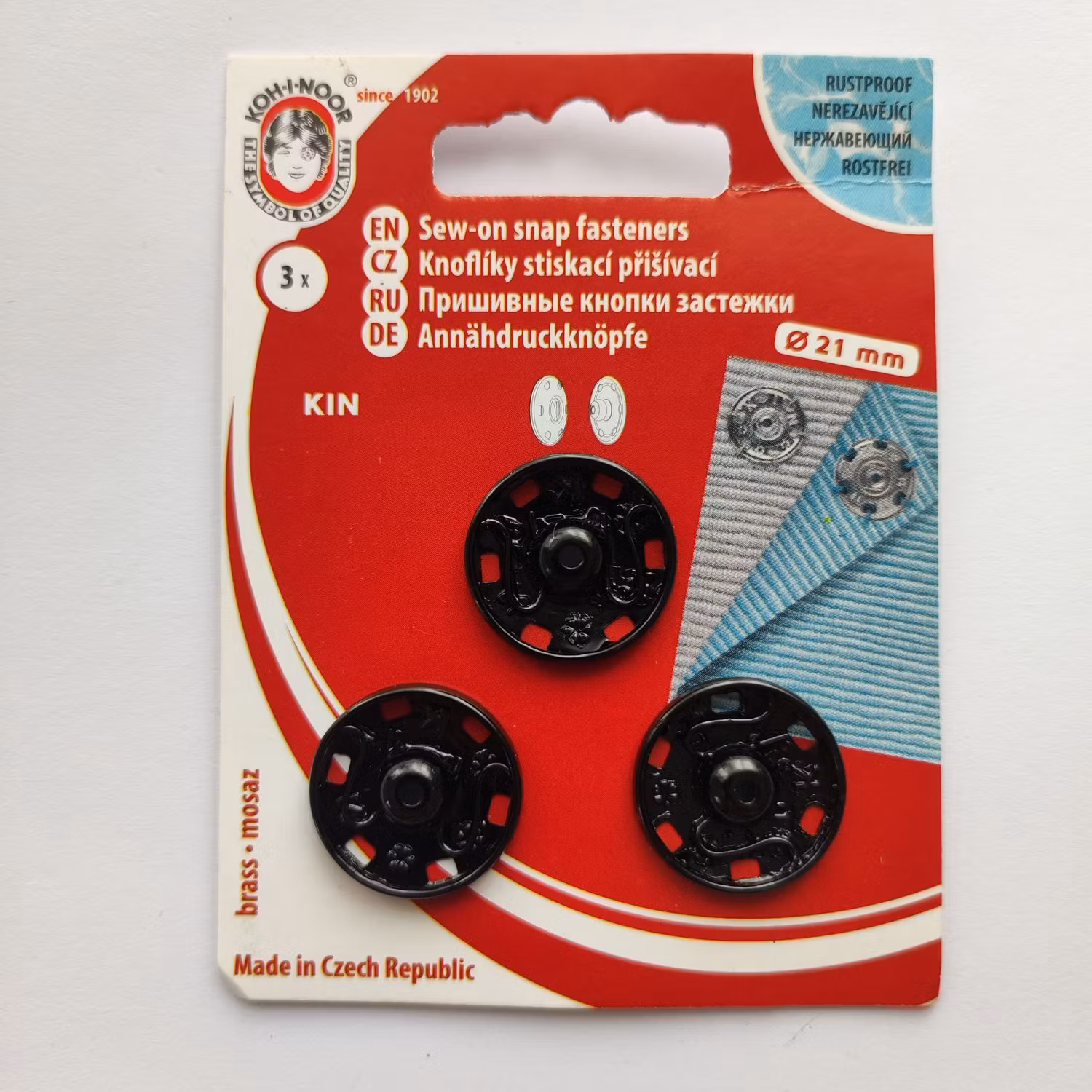 Tryckknappar, 21 mm, 3 st.