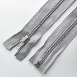 Dragkedja, blixtlås 5mm 30-65 cm. Ljusgrå.