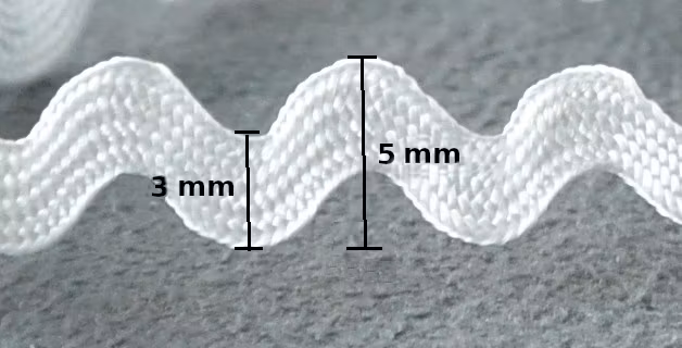 Sicksackband 3 mm. Gul.