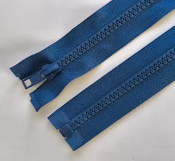 Dragkedja, blixtlås 6 mm 40-75 cm. Jeansblå.