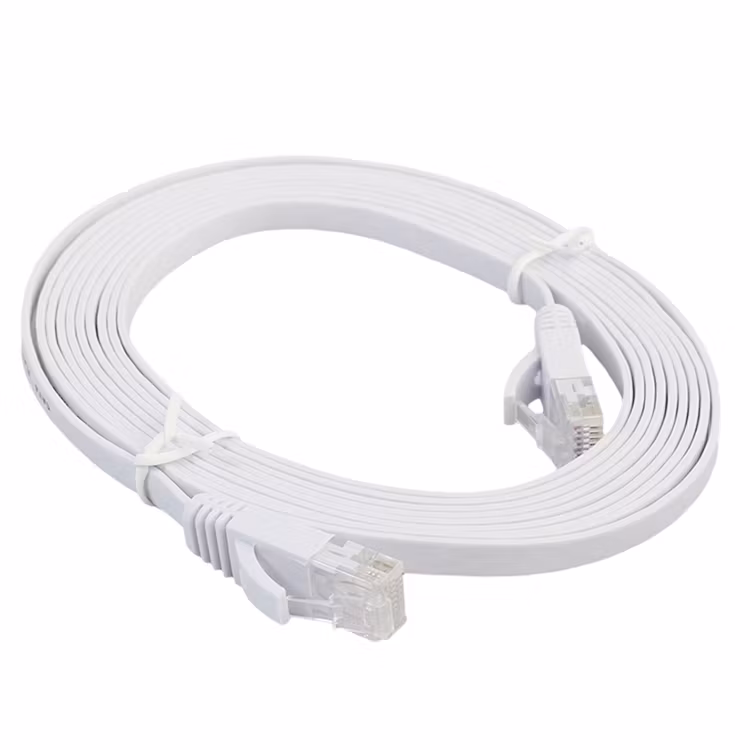 10m CAT6 Ultratunn Platt Nätverkskabel, RJ45 (Vit)