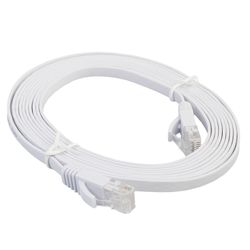 5m CAT6 Ultratunn Platt Nätverkskabel, RJ45 (Vit)