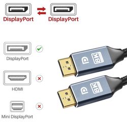 Guldpläterad DP-kabel, 32.4 Gbps, 8k@60Hz, 5 meter