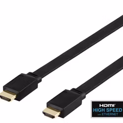 Platt high speed HDMI-kabel med Ethernet, 2 m, svart