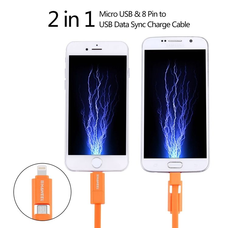 2 i 1 Micro USB 8 Pin till USB Data Synk och Laddningskabel