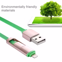 2 i 1, 8 Pin & Micro USB laddnings kabel Grön