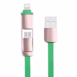 2 i 1, 8 Pin & Micro USB laddnings kabel Grön