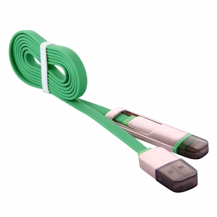 2 i 1, 8 Pin & Micro USB laddnings kabel Grön