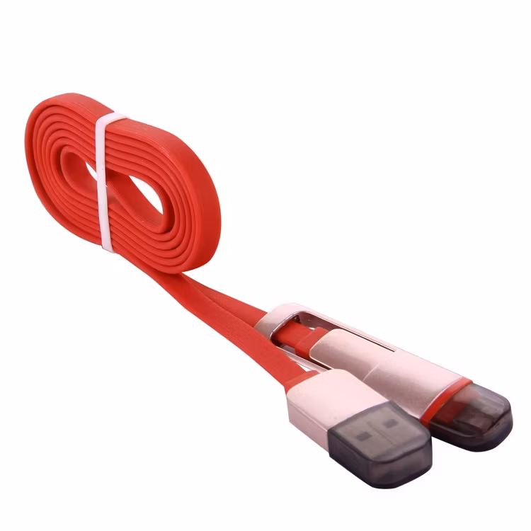 2 i 1, 8 Pin & Micro USB laddnings kabel Röd