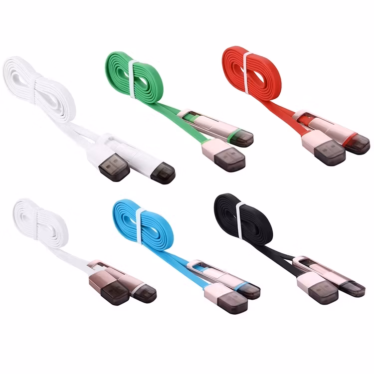 2 i 1, 8 Pin & Micro USB laddnings kabel Röd