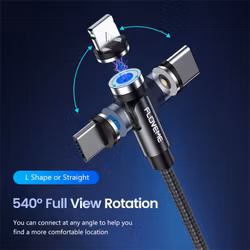 Magnetisk Laddare 3 In 1 8 Pin + Typ-C / USB-C + Micro USB