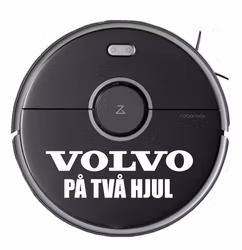 "Volvo på två hjul" dekal till robotdammsugare 24x8cm