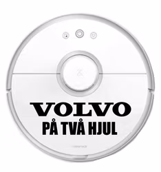 "Volvo på två hjul" dekal till robotdammsugare 24x8cm