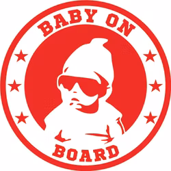 Dekal baby on board 12x12cm Röd/Svart