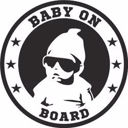 Dekal baby on board 12x12cm Röd/Svart