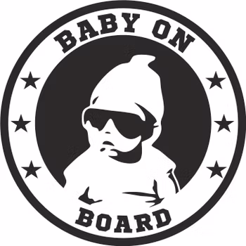 Dekal baby on board 12x12cm Röd/Svart
