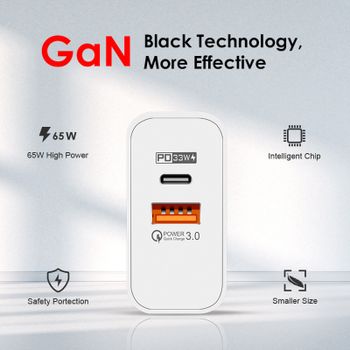 Universalladdare 65W USB-C/Typ-C+USB