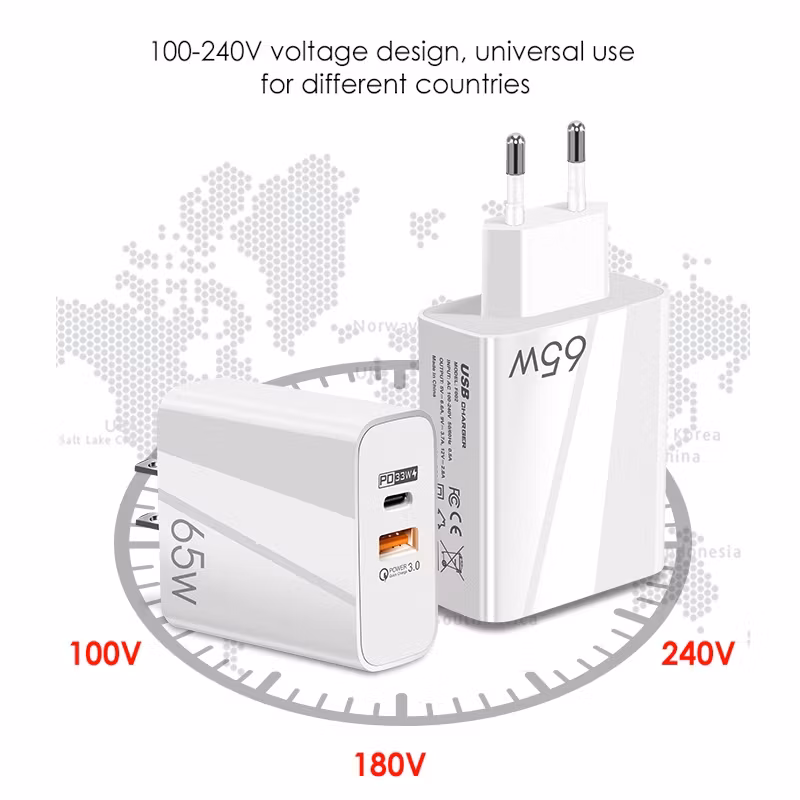 Universalladdare 65W USB-C/Typ-C+USB