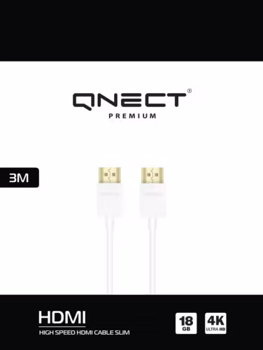 HDMI High Speed med Ethernet 4K UHD, 18 Gbps, Slim, 3 meter, Vit