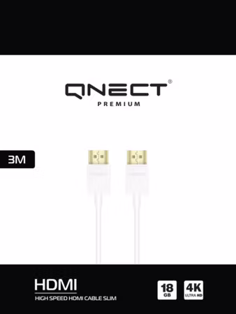 HDMI High Speed med Ethernet 4K UHD, 18 Gbps, Slim, 3 meter, Vit