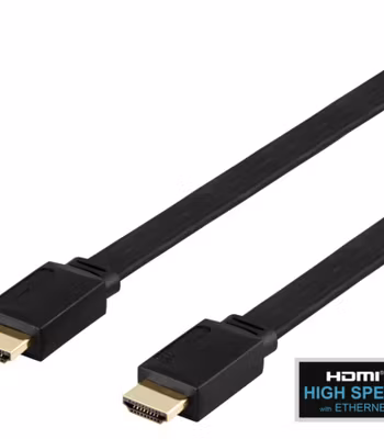 Platt high speed HDMI-kabel med Ethernet, 1 m, svart