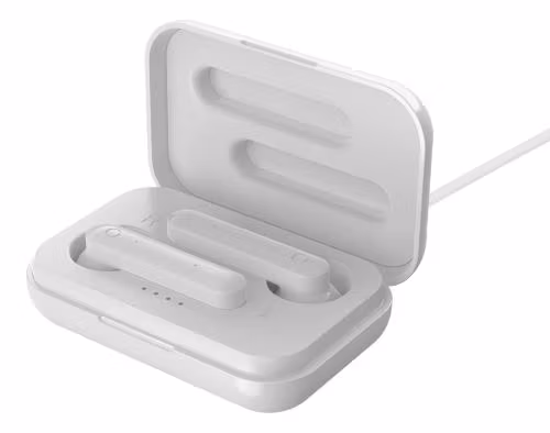 True Wireless Stereo hörlurar med laddningsetui, semi-in-ear, BT 5, mattvit