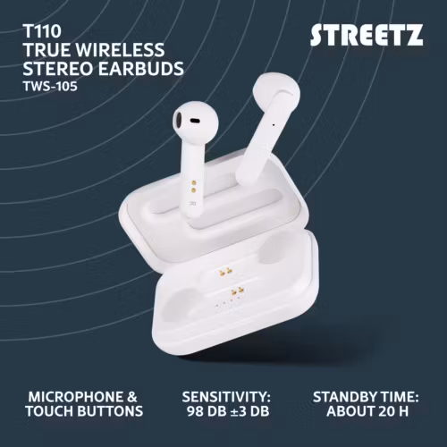 True Wireless Stereo hörlurar med laddningsetui, semi-in-ear, BT 5, mattvit