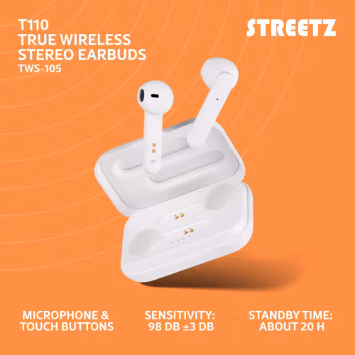 True Wireless Stereo hörlurar med laddningsetui, semi-in-ear, BT 5, mattvit