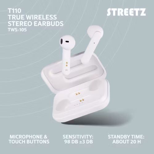 True Wireless Stereo hörlurar med laddningsetui, semi-in-ear, BT 5, mattvit