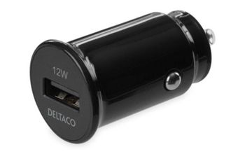 USB billadare med avtagbar USB-A till Lightning kabel, 12 W, 1m kabel, MFi, svart