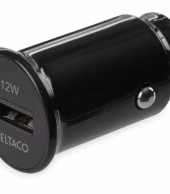 USB billadare med avtagbar USB-A till Lightning kabel, 12 W, 1m kabel, MFi, svart