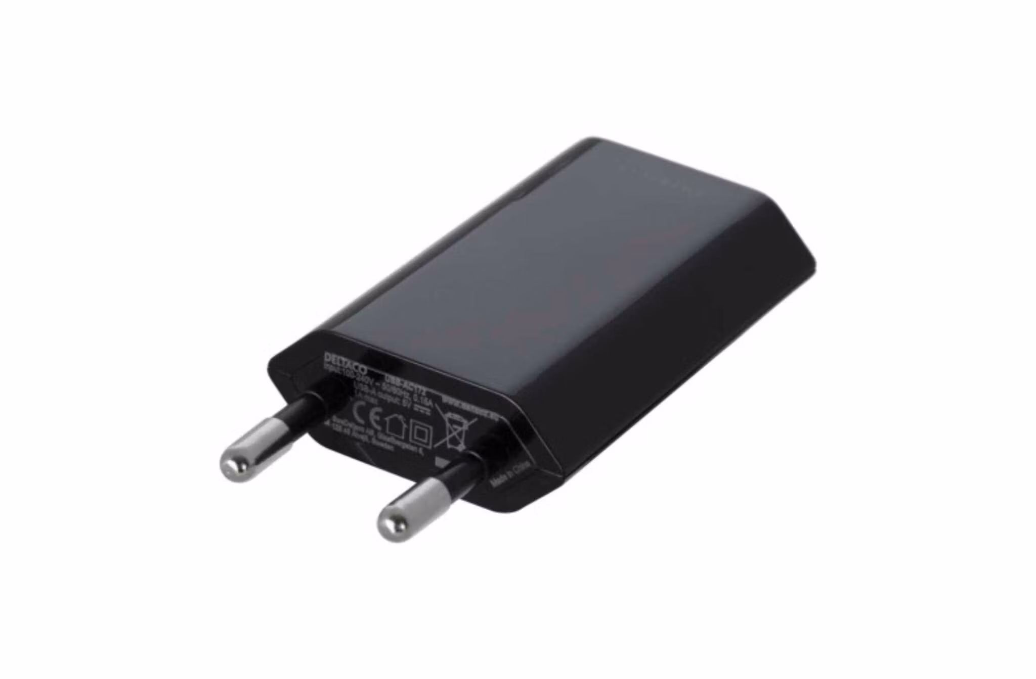 USB-väggladdare, 100 - 240 V, 1x USB-A, 1A, 5 W, svart