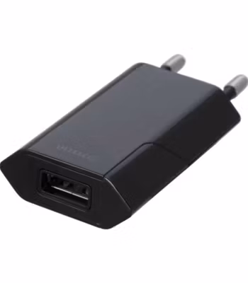 USB-väggladdare, 100 - 240 V, 1x USB-A, 1A, 5 W, svart