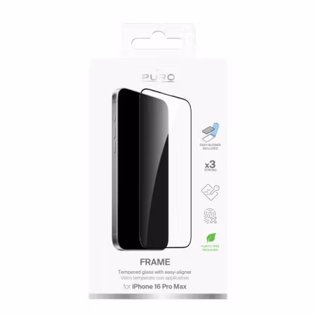 Skärmskydd i Härdat Glas med Ram – iPhone 16 Pro Max