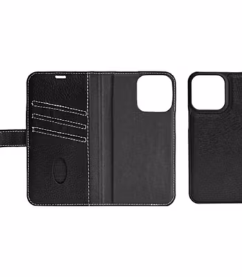 📱 iPhone 12 Mini Läderplånbok – Avtagbart Fodral – Svart