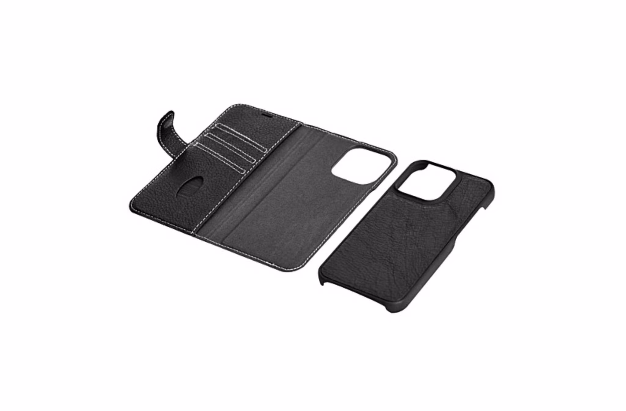 📱 iPhone 12 Mini Läderplånbok – Avtagbart Fodral – Svart