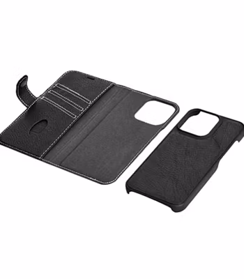 📱 iPhone 12 Mini Läderplånbok – Avtagbart Fodral – Svart