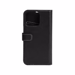 đ± iPhone 13 Pro Max â Avtagbart PlĂ„nboksfodral i Ăkta LĂ€der, Svart