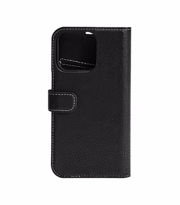 📱 iPhone 13 Pro Max – Avtagbart Plånboksfodral i Äkta Läder, Svart