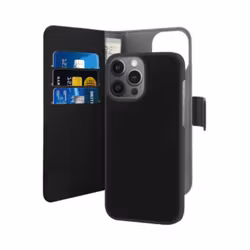 📱 iPhone 13 Pro Max – EcoLeather Plånboksfodral med Avtagbart Skal (Svart)