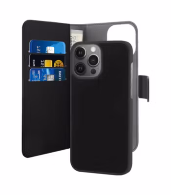 📱 iPhone 13 Pro Max – EcoLeather Plånboksfodral med Avtagbart Skal (Svart)